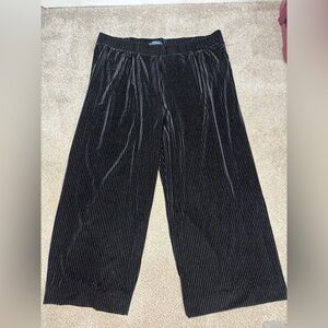ModCloth plus size wide leg elastic waist flowy black striped velvet 3X